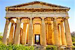 Scenic view of temple of Hephaestus in Ancient Agora, Athens, Greece