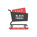 Black friday sale icon. Shopping cart. Vector