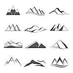 Set of retro badges and label logo vector mountains. Landscape badges and travel logo emblems