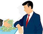 Vector illustration of a businessman and pot of money