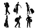 Vector illustration of a tourists with luggage