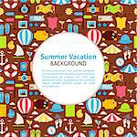 Flat Vector Pattern Summer Vacation Background. Flat Style Vector Illustration for Summer Holiday Promotion Template. Colorful Resort Tropical and Marine Objects for Advertising.