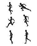 Vector illustration of a running guy silhouettes