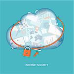 Cloud computing concept internet security. Vector illustration. EPS 10.