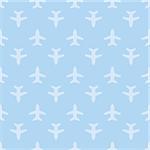 Blue seamless aircraft art background. Vector illustration