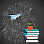 Flat design modern vector illustration  concept of  school, university, education with books and apple - eps10