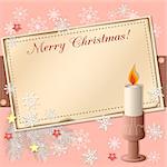 Christmas concept with craft card and candle. EPS 10.