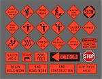 Vector illustration of differents Workers, construction road signs