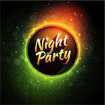 Vector flyer template for night party. Premium abstract background with bokeh defocused lights. Blurred background with neon magical lights.