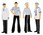 Vector illustration of a four sailors set