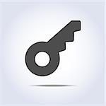 Simple key icon in gray color. Vector illustration