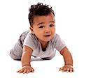 young baby boy wearing casual outfit on white background