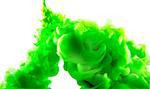 green abstract art ink on white isolated background