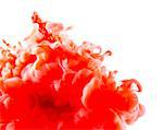 red abstract art ink on white isolated background