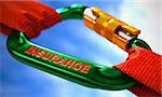 Insurance on Red Carabine with a Red Ropes. Selective Focus. 3d Illustration.