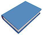 Blue closed hardcover book. Three-dimensional book. Isolated on white vector illustration