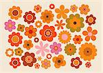 Vector illustration of the flowers design and colors during the seventies