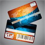 Loyalty card design with world map and blue orange background