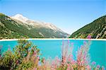 Schlegeis dam with Schlegeis glacier in the distance, Zillertal High Alpine nature park, Hochgebirgs Naturpark, Tirol, Austria