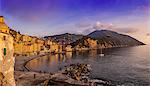 Elevated view of coastline, Camogli, Liguria,  Italy