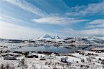 Snow covered landcape, Borg, Lofoten Islands, Norway