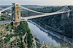 Landscape of Clifton suspension bridge over river Avon, Bristol, UK