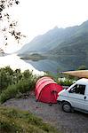 Van parked near tent