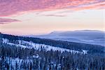 Winter landscape at sunset