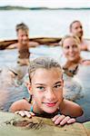 Portrait of teenage girl in hot tub