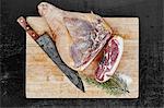 Ham on chopping board