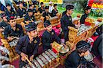 Gamelan slenthem players, at a Balinese ceremony in Junjungan, near Ubud, Bali, Indonesia