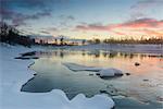 Winter coast at sunset