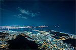 High angle view of Botafogo Bay illuminated at night, Rio de Janeiro, Brazil