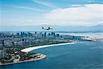 Airplane flying over coastline, Zona Central, Rio de Janeiro, Brazil