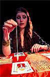 Female fortune teller using pendulum