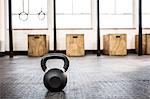 Black kettlebell in the studio