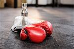 Boxing gloves on studio floor