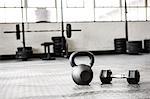 Black kettlebell in the studio