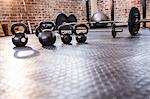 Weights on the studio floor