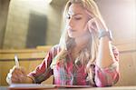 Concentrated female student during class