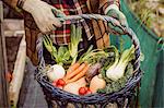 Man holding basket of vegetables