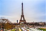 PARIS - NOVEMBER 15: Eiffel tower from Trocadero on November 15, 2012 in Paris. The tallest structure in Paris and the most-visited paid monument in the world, 320 meters tall, built in 1889.