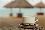 coffee on the background of the sea