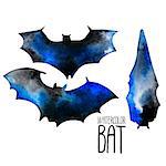 Dark watercolor bat silhouettes. Vector Halloweem design