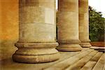 Stone Pillars in a Row. Photo in old color image style.