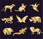 Animal zoo vector icons set. Wild animals vector collection. Jungle animals, vector animals, fox, lion, monkey, cat and dog. Sea and forest animals icon. Pets logo silhouette
