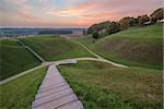 Kernave, historical capital city of Lithuania, in the sunset