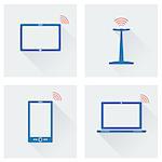 Vector illustration. Flat style. Icon set gadgets with wifi spot