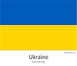 National flag of Ukraine with correct proportions, element, colors for education books and official documentation
