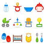 Vector illustration with shiny baby care icons